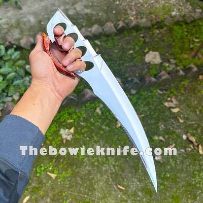 Knuckle Knife Sharped Edge Stainless Steel High Polished Blade With Leather Sheath DK-235