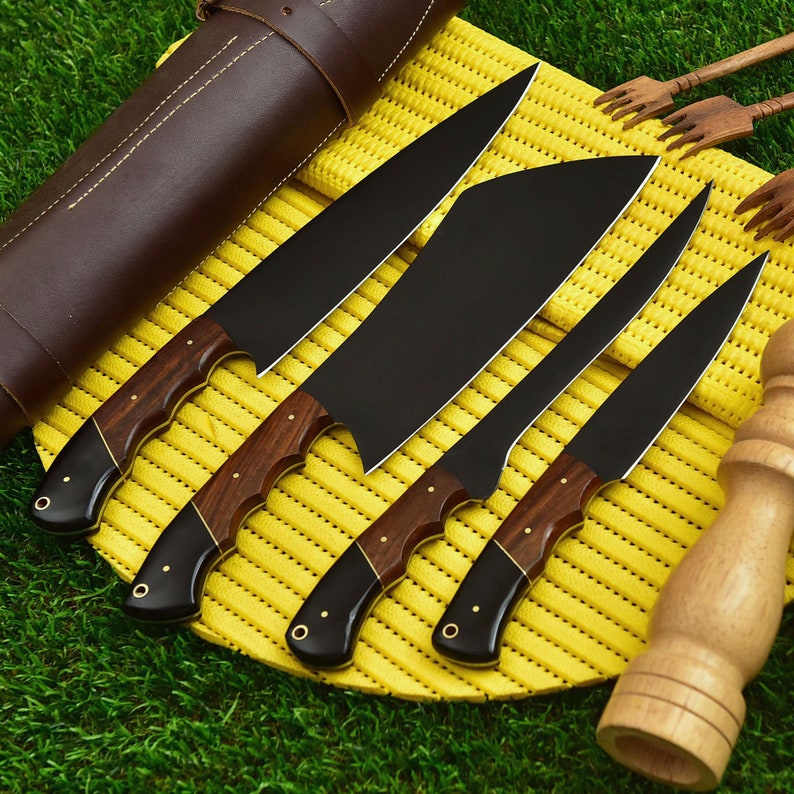 4 Piece Chef Knife Set With Leather Bag The Bowie Knife