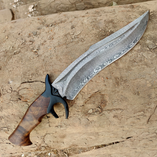 Bowie Knife Damascus Steel Knife Wood Handle DK-139 – The Bowie Knife