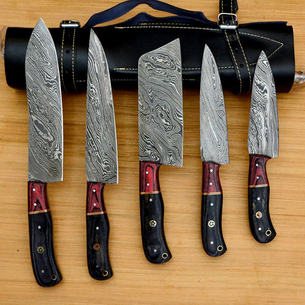 Premium Handmade Damascus Steel Chef Knife Set Kitchen Knives CKS