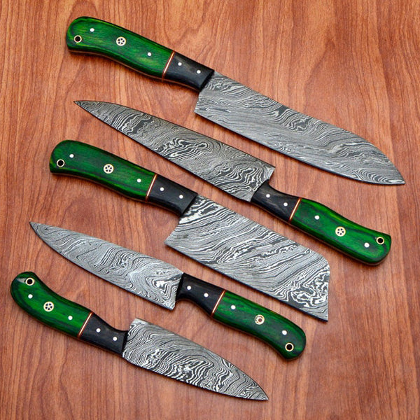 Premium Damascus Chef Knife Set Handmade Kitchen Knives CKS-017 - %Bowie  Knife Shop%