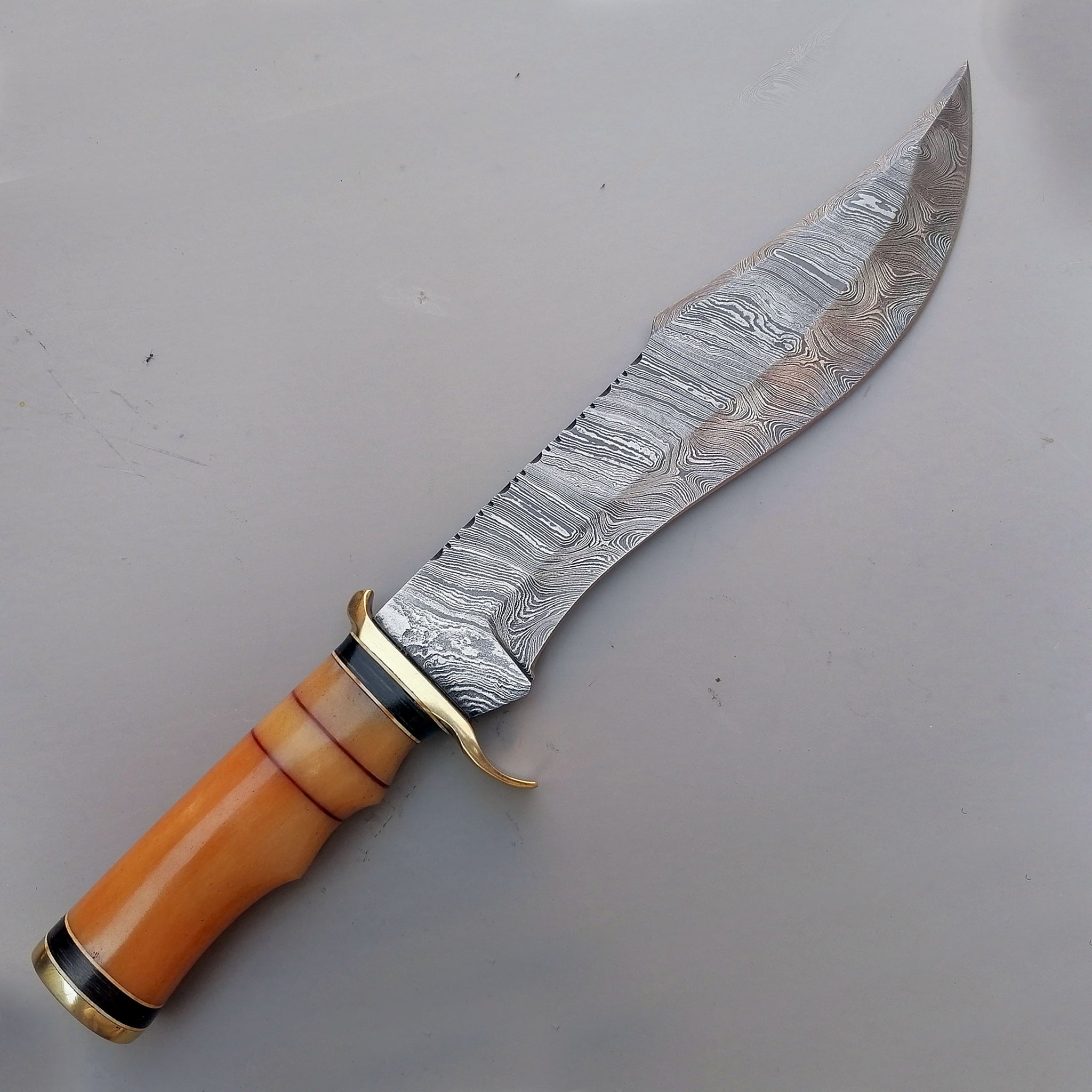 Custom Handmade Damascus Steel Hunting Bowie Knife