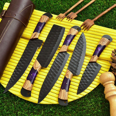 Chef Knife Set 5 Pieces With Leather Bag