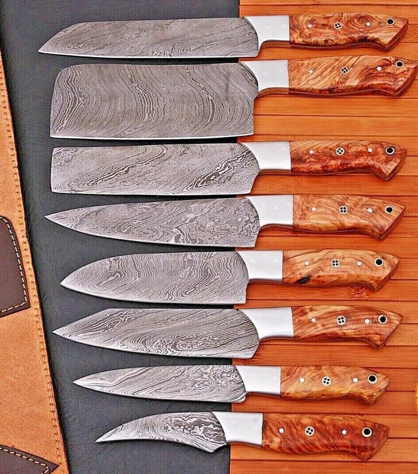 8 Pieces Chef Knife Set With Leather Bag
