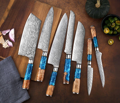 7 Pieces Chef Knife Set With Leather Bag