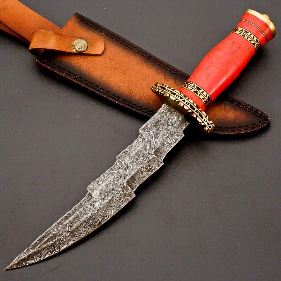 Premium Craft Handmade Damascus Knife With Leather Sheath