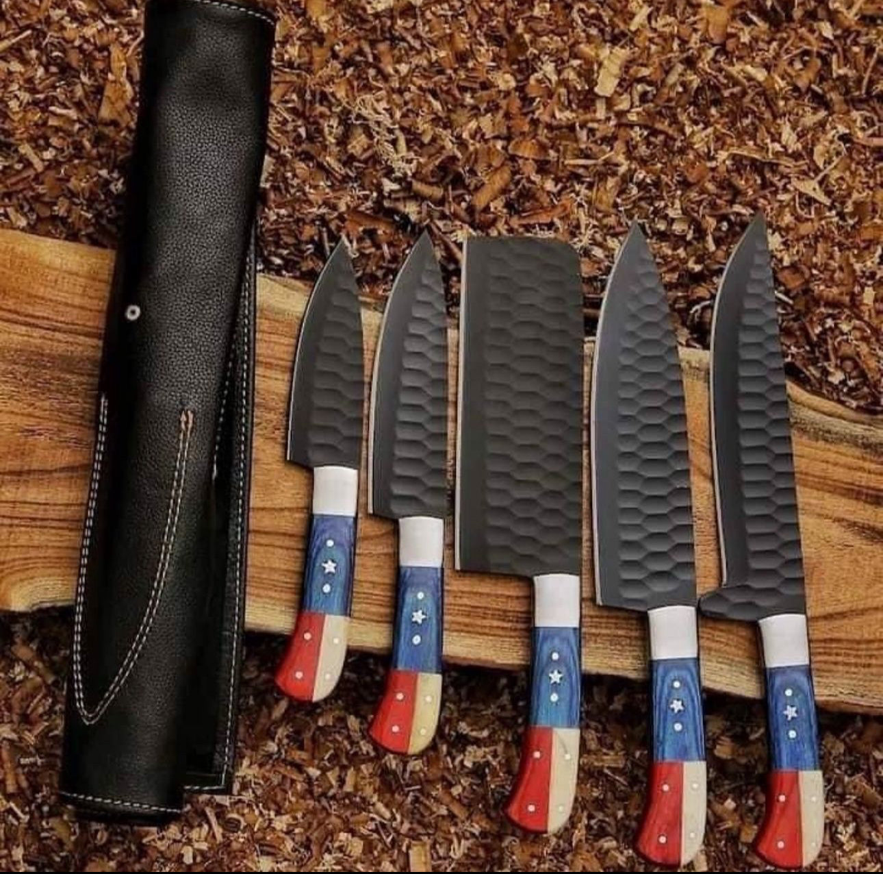 Chef Knife Set 5 Pieces With Leather Bag