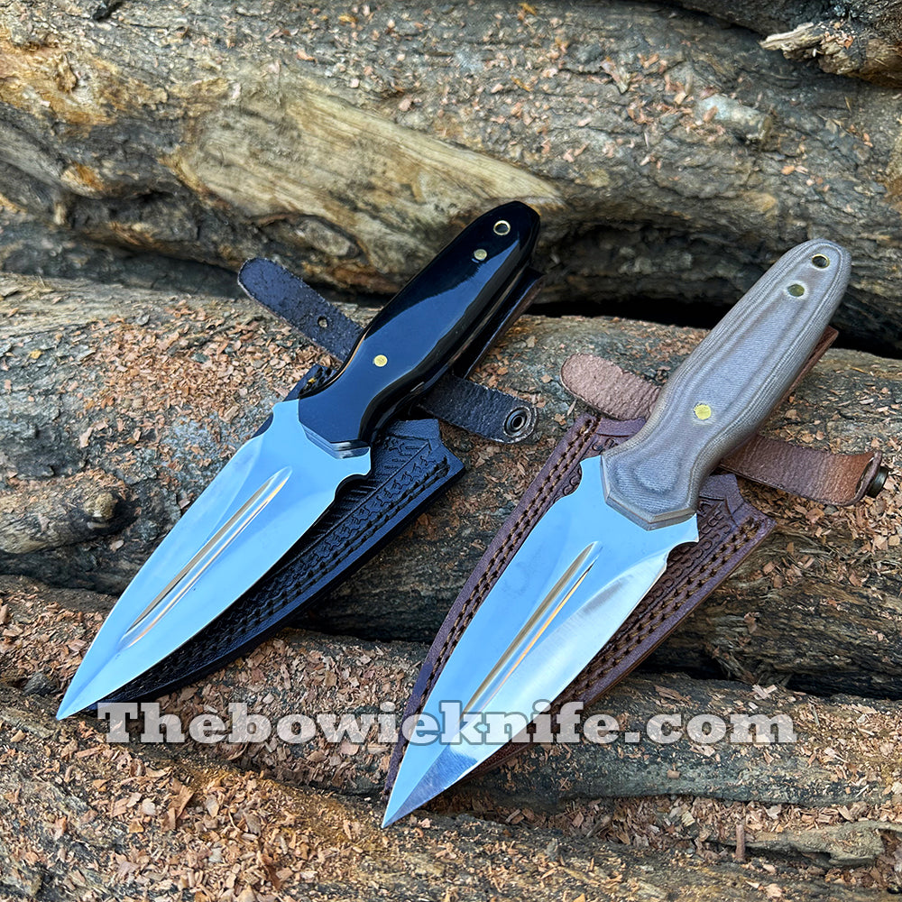 2 Pieces Best Dagger Knives Stainless Steel Blade Micarta And Bull Horn Handle DK-246