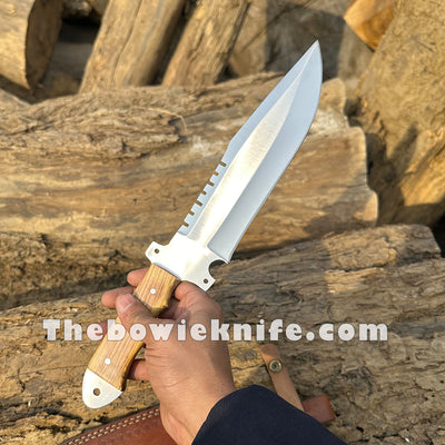 Tactical Bowie Knife Full Tang Hunting Knife Ash Wood Handle With Leather Knife Sheath DK-237
