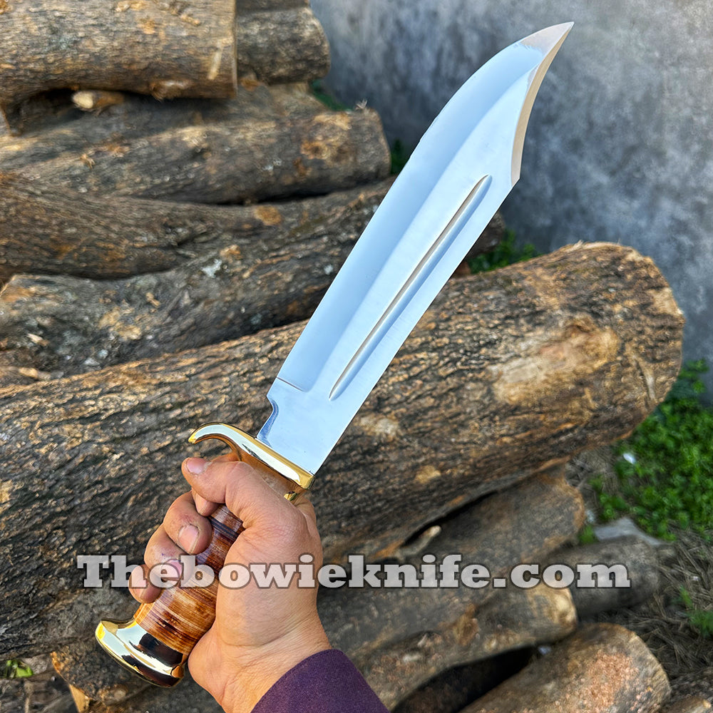 Best Bowie Knife 440c Steel Blade Leather Handle Crocodile Dundee Knife Style DK-250