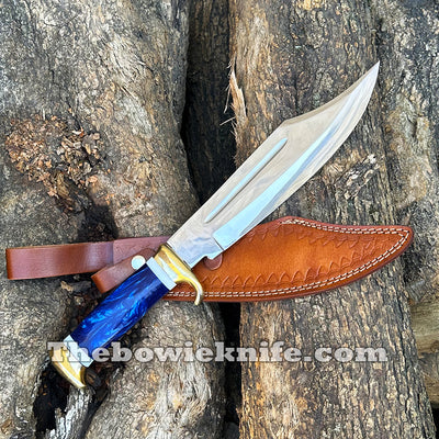Best Bowie Knife Stainless Steel Blade Blue Resin Handle Crocodile Dundee Knife Style DK-255