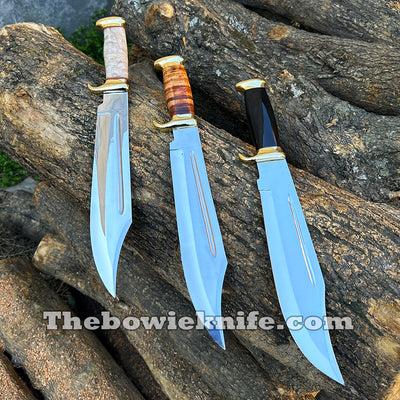 3 Pieces Best Bowie Knives 2024 Crocodile Dundee Knife Style With Sheath BK-013