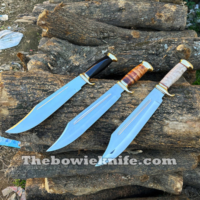 3 Pieces Best Bowie Knives 2024 Crocodile Dundee Knife Style With Sheath BK-013