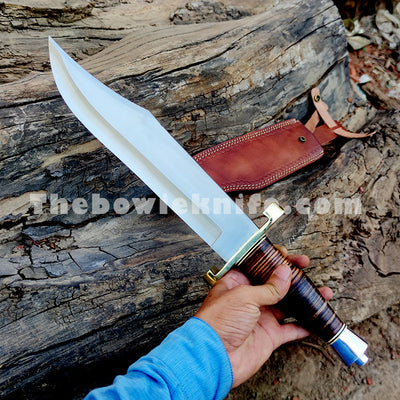 Pro Sharped Edge Bowie Knife Full Tang Brass Guard Steel Pommel Leather Handle TBK-1011