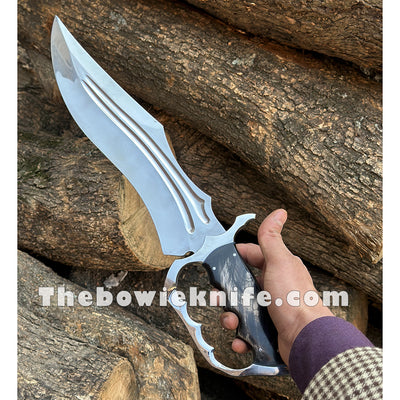 Best Bowie Knife 2024 Stainless Steel Blade And D-Guard Full Tang Bull Horn Handle BK-010