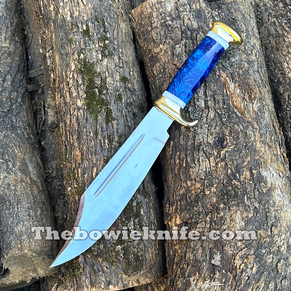 Best Bowie Knife Stainless Steel Blade Blue Resin Handle Crocodile Dundee Knife Style DK-255
