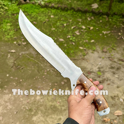 Handmade Bowie Knife Steel Blade Full Tang Rose Wood With Leather Sheath DK-240