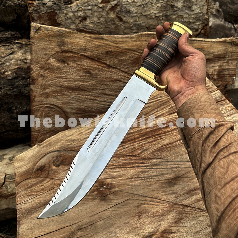 Crocodile Dundee Style 18-Inches Bowie Knife Saw Cut On Clip Point Fine Sharped TBK-1008