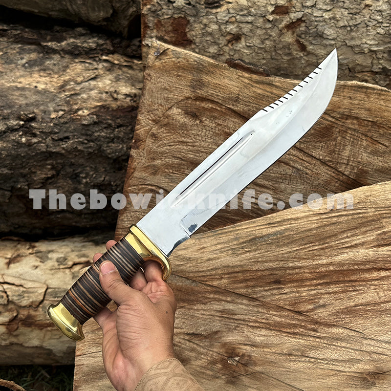 Crocodile Dundee Style 18-Inches Bowie Knife Saw Cut On Clip Point Fine Sharped TBK-1008