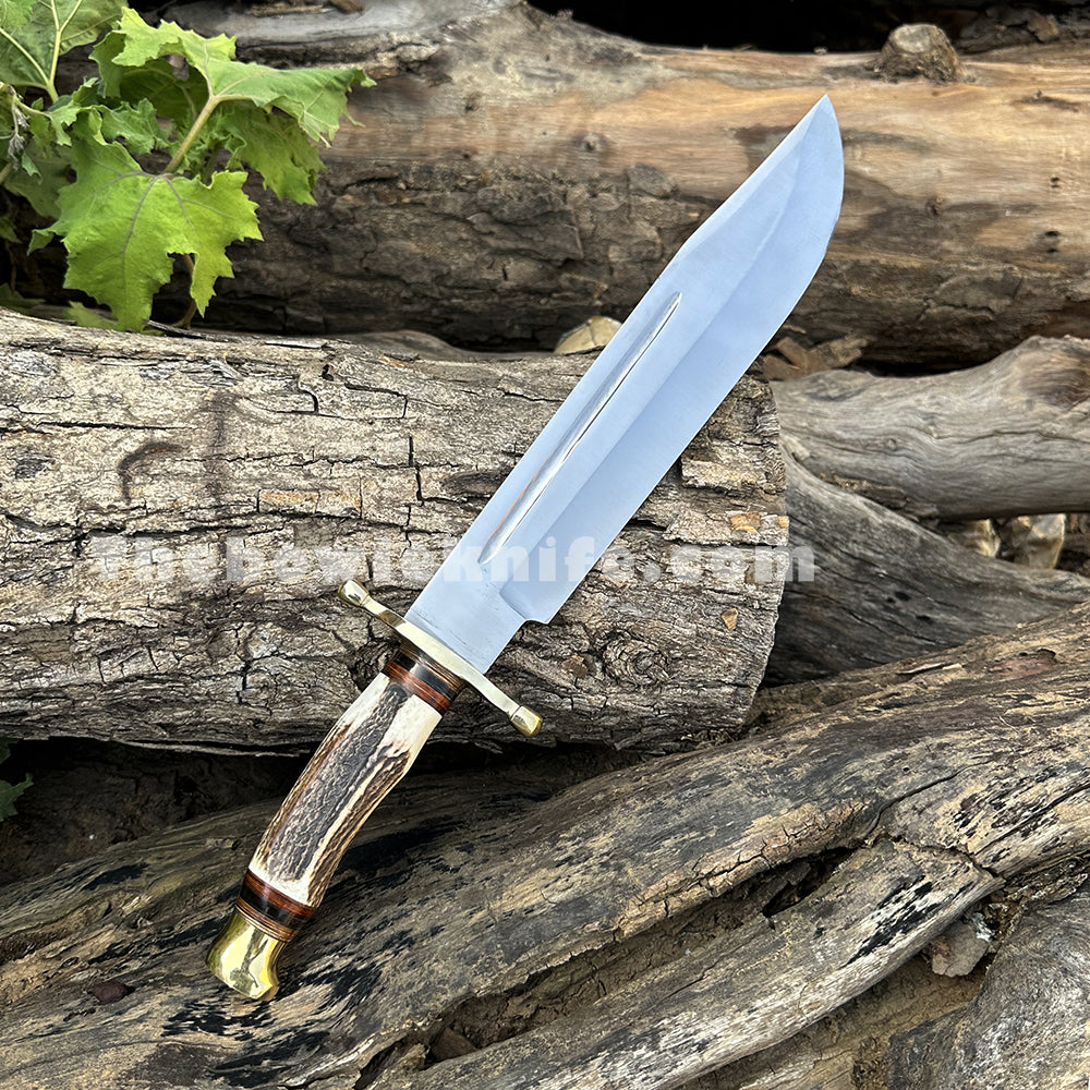 Bowie Knife 2023 Custom Handmade Stainless Steel Blade Stag Handle BK-07