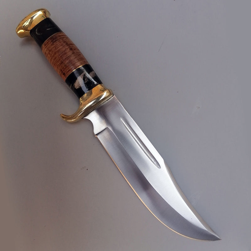 Bowie Knife Crocodile Dundee Style 14-Inches Brass Guard And Pommel Leather Handle TBK-1012