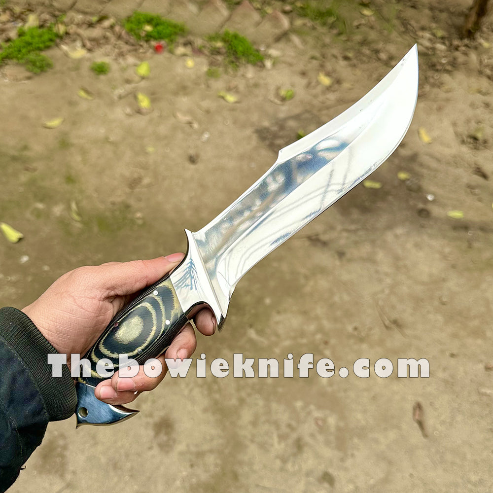 Best Hunting Bowie Knife High Polished Steel Blade Full Tang Wood Handle DK-239
