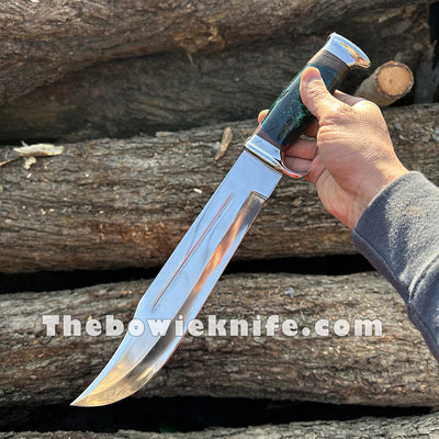 Custom Bowie Knife Stainless Steel Blade Rose Wood And Rasin Handle DK-243