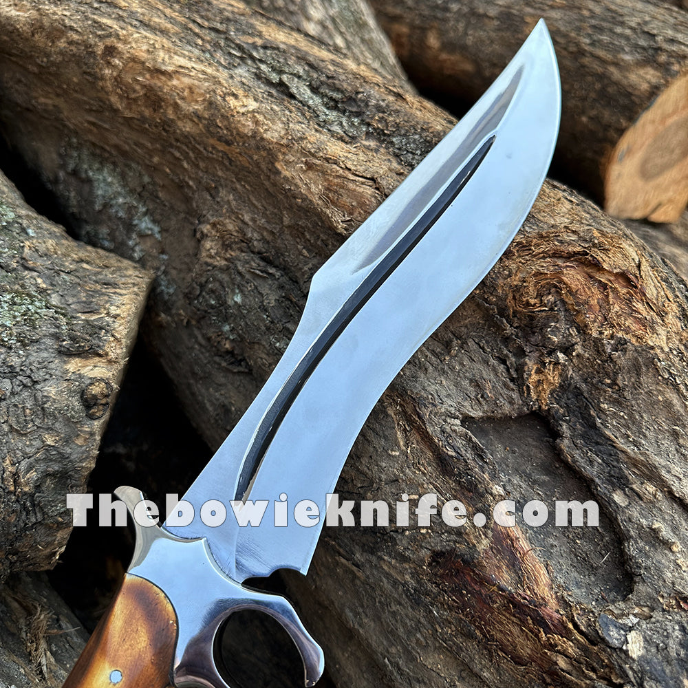 Custom Best Bowie Knife 2024 Steel Blade And Guard Burnt Bone Handle BK-011