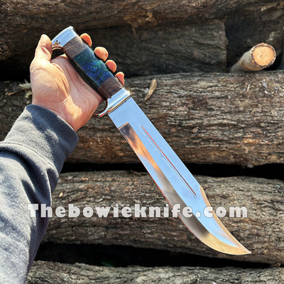 Custom Bowie Knife Stainless Steel Blade Rose Wood And Rasin Handle DK-243