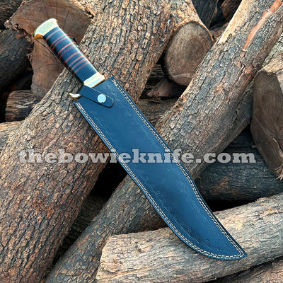 Best Bowie Knife Stainless Steel Blade Leather Handle Brass Guard And Pommel With Leather Sheath DK-263