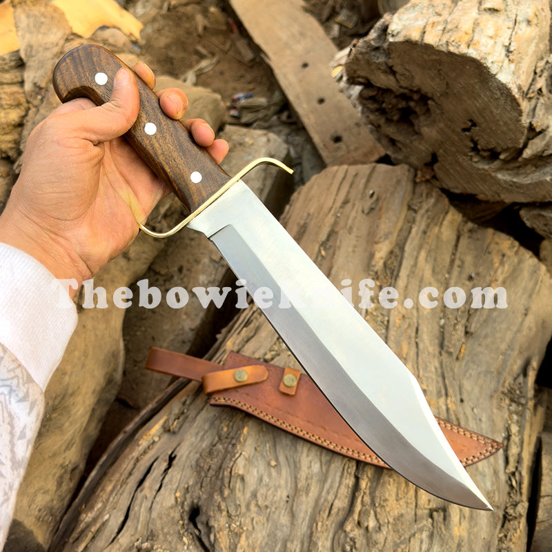 Classic Bowie Knife 16-Inches Full Tang Brass Guard Wood Handle With Steel Pins TBK-1009