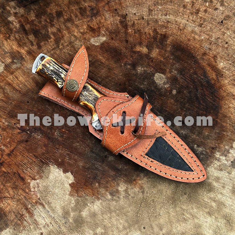 Best Damascus Hunting Knife Camping Gut Hook Knife With