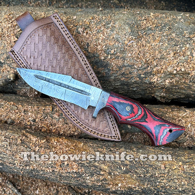 Damascus Knife Handmade Hunting Knife Pakka Wood With Sheath DK-247