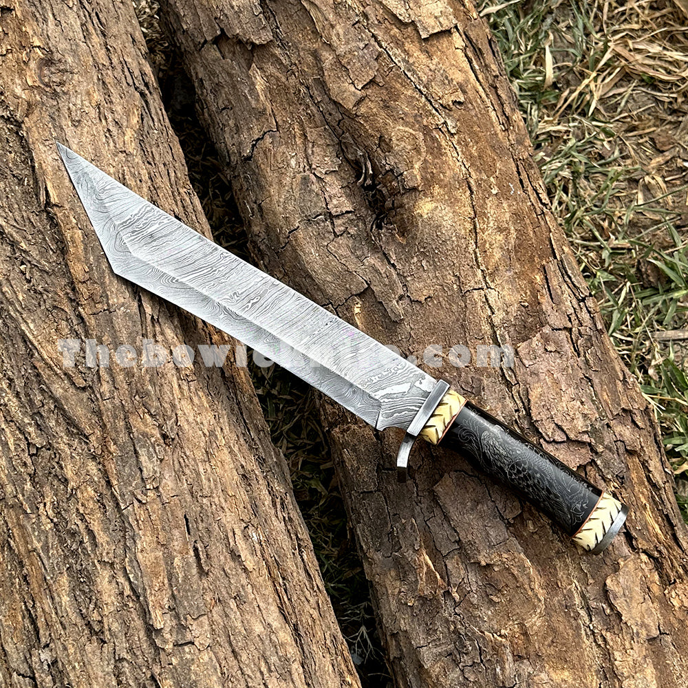 Tanto Knife - Damascus Knife - Bull Horn Handle With Knife Sheath Dk-227