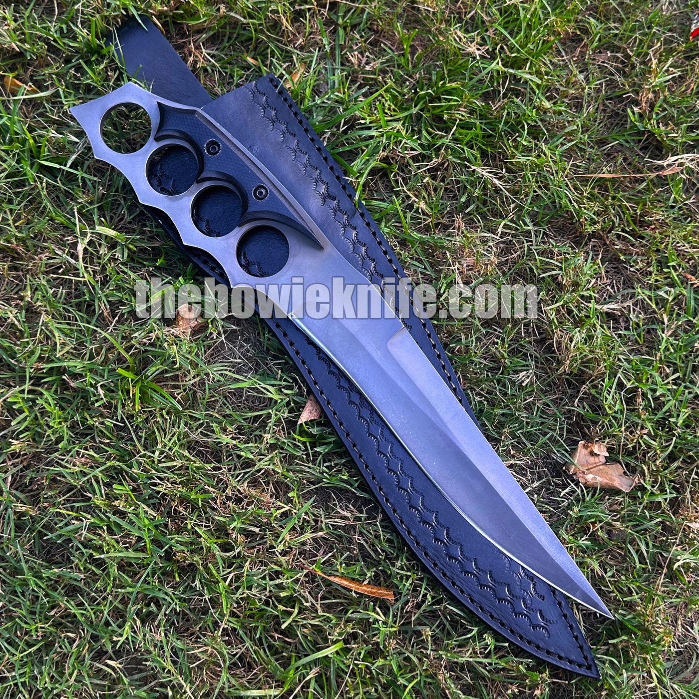 Custom Handmade Knuckle Style Hunting Knife With Leather Sheath