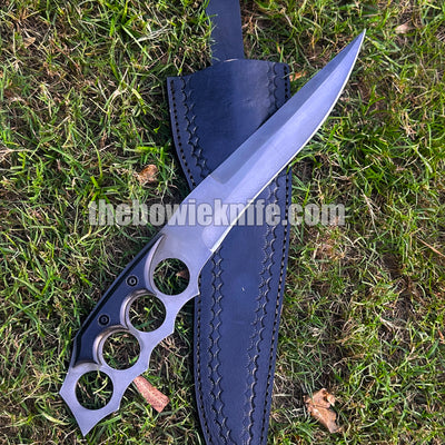 Custom Handmade Knuckle Style Hunting Knife With Leather Sheath