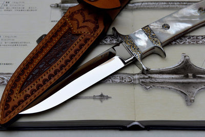 Custom Hunting Knife High Polished Blade With Leather Sheath DK-1000