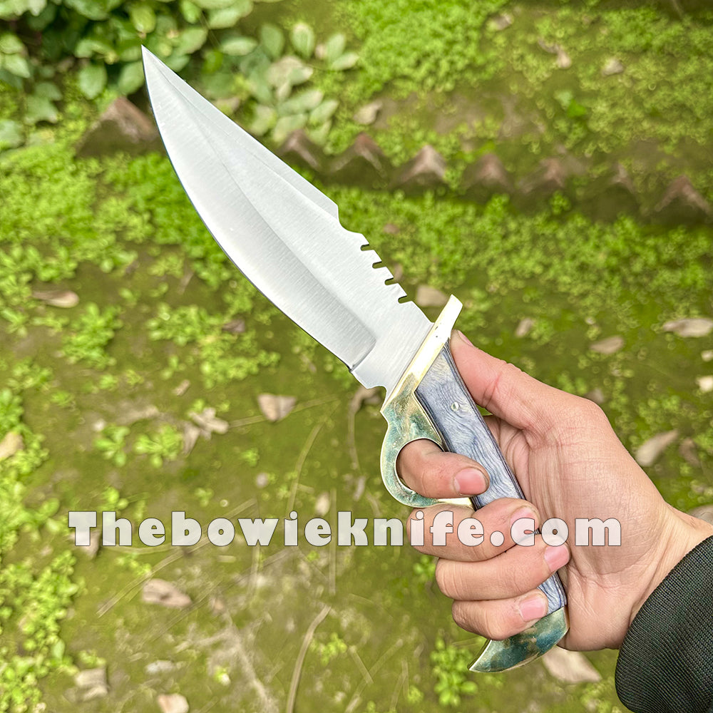 Bowie Knife Kukri Style Full Tang Knife Steel Blade Wood And Brass Handle With Leather Sheath DK-242