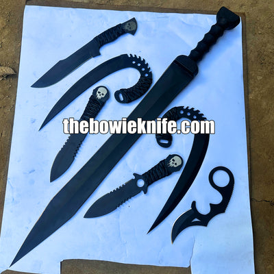 Roman Master Gladius Sword And 6 Pieces Survival Knives Kit With Sheath