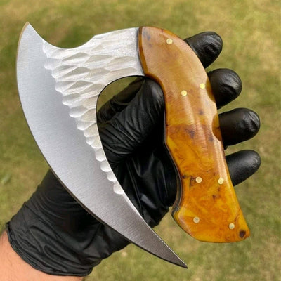 Custom Pizza Cutter Hand Forged Ulu Knife With Sheath DK-162