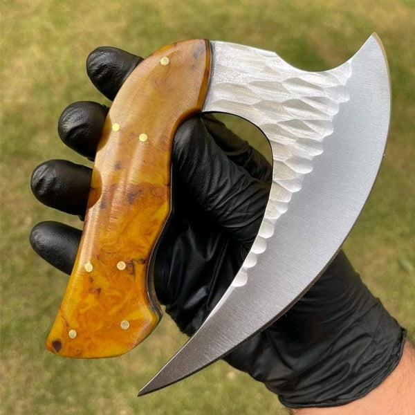 Custom Pizza Cutter Hand Forged Ulu Knife With Sheath DK-162
