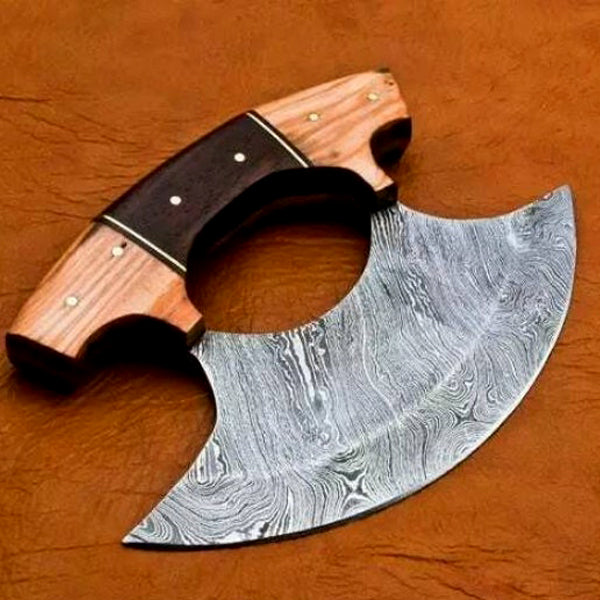Damascus Steel Ulu Knife Handmade Chef Pizza Cutter DK-133