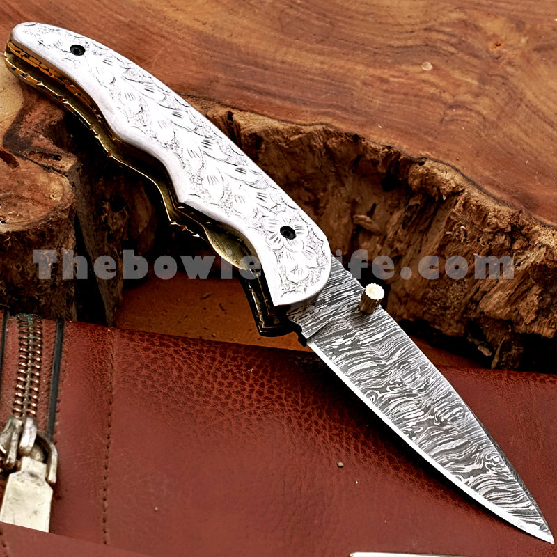 Damascus Blade Folding Pocket Knife FK-025