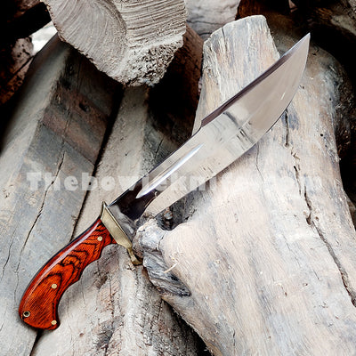 Bowie Knife High Polished Blade Rose Wood Handle DK-176
