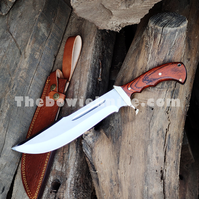 Bowie Knife High Polished Blade Rose Wood Handle DK-176