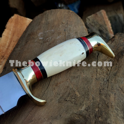Handmade Custom Bowie Knife 440c Steel Blade Brass Guard Bone Handle DK-210