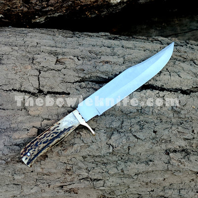 Bowie Knife Stag Handle With Leather Sheath DK-178