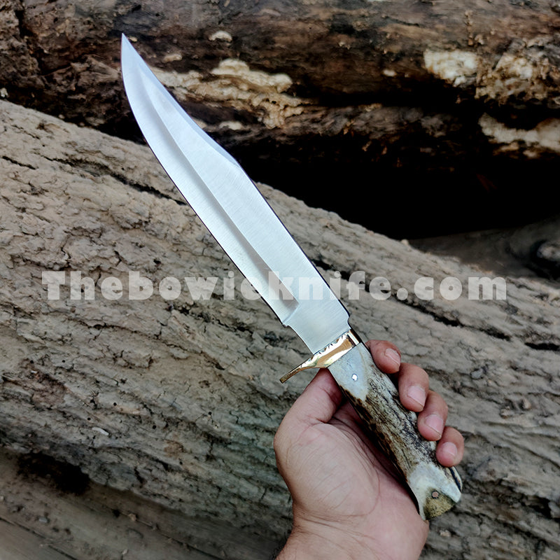 Bowie Knife Stag Handle With Leather Sheath DK-178