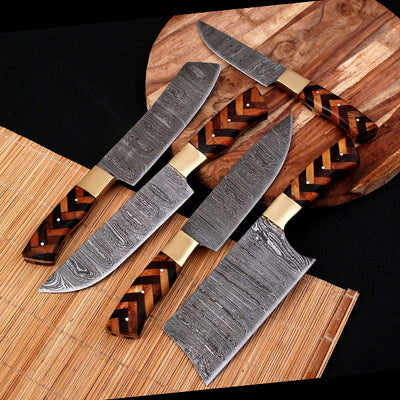 Premium Handcrafted Damascus Steel Chef Knife Set CKS-025
