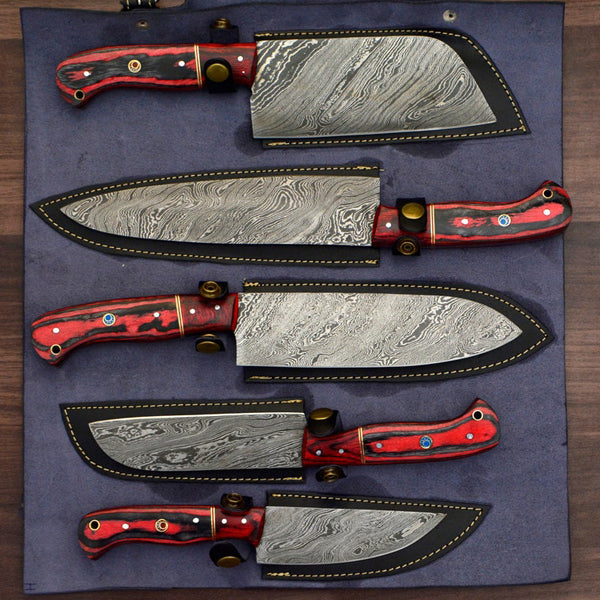 Chef Knife Set Handmade Damascus Steel Kitchen Knives CKS-024